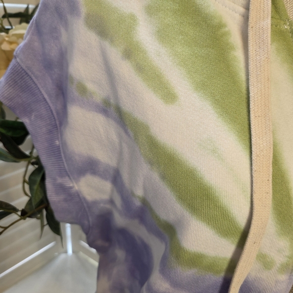 Elle Grey Lime Green Tie Dye Hoodie XL 1356 - Picture 6 of 8